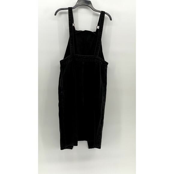 TOPSHOP MOTO Women's Black Denim Button-Up Sleeveless Mini Overall Dress SZ 10 - Picture 2 of 10